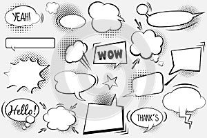 Set of comic speech bubbles. Vector Illustration and graphic elements